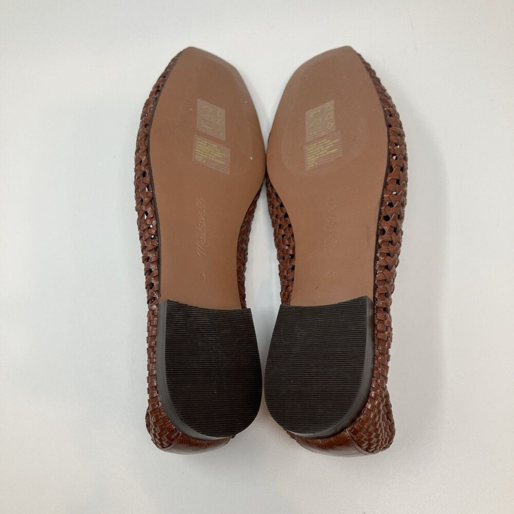 Madewell Ballet Flats Women 9 Brown Leather Mylie Woven Square Toe NU884 - Picture 6 of 12